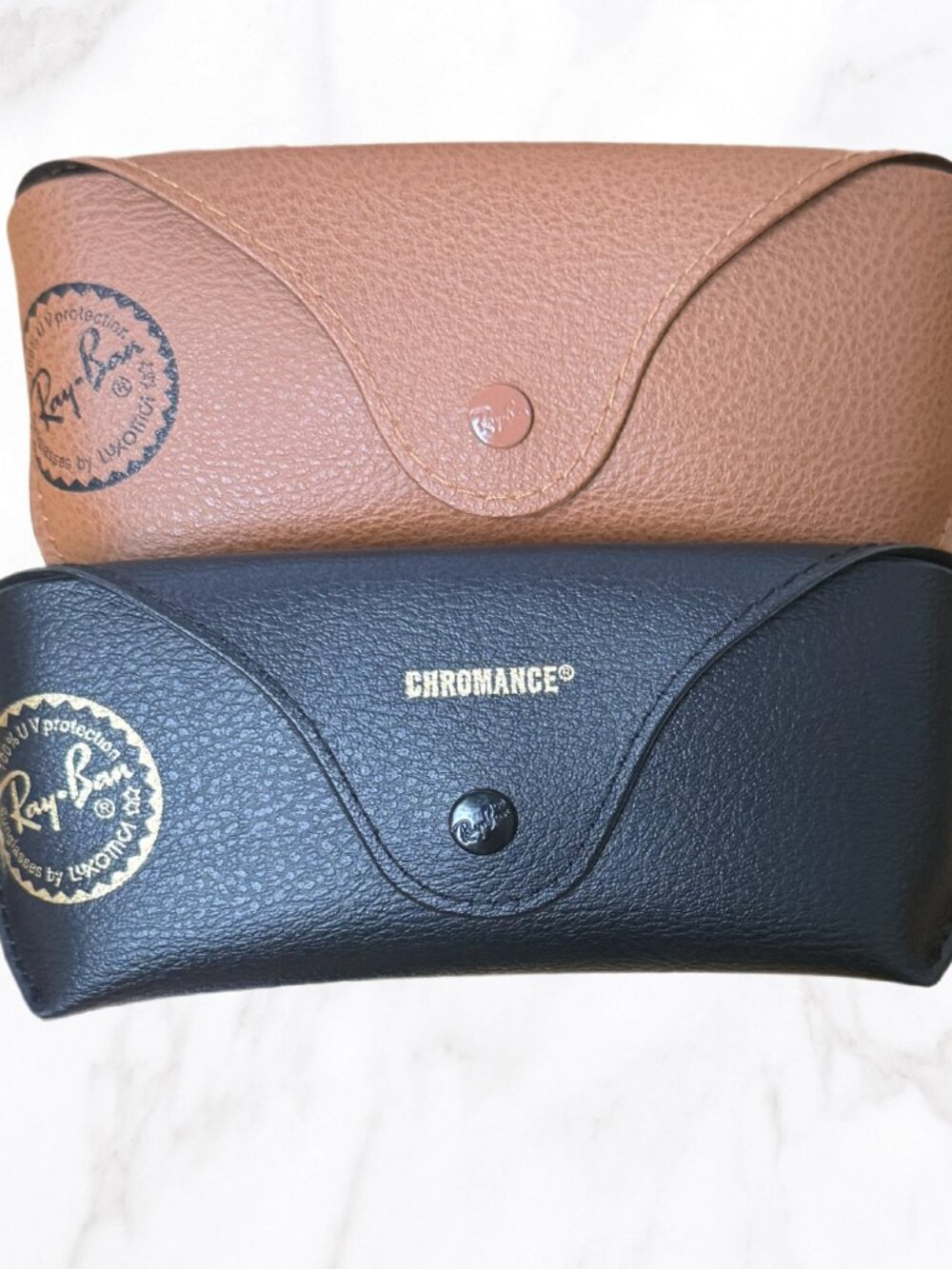 Ray-Ban Chromance (Black) & Standard (Tan) Hard Cases, Pair